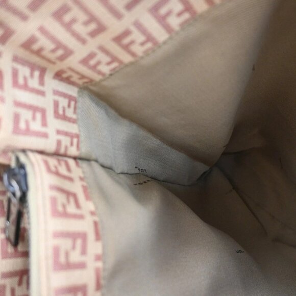 FENDI Logo Zucca Zucchino Pattern Hand Bag Canvas Leather Pink Italy 35EF744 - Picture 10 of 16